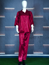 Smarty Pants Women's Silk Satin Comfort fit Shawl Collar Night Suit Pair